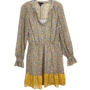 Banana Republic Peasant Dress Women M Long Sleeve A-line Knee Hi Tee Liner Sheer